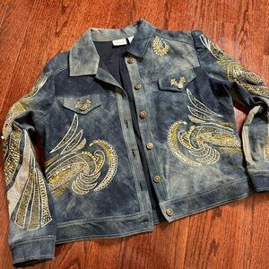 Chico’s sequined / stitched denim jacket